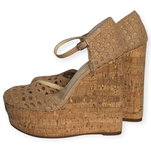 Jessica Simpson Shoes - Jessica Simpson Marshela Ankle-Strap Platform Wedge Sandals Beige Size 5.5M/6M